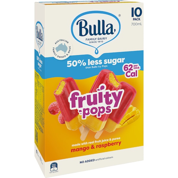 Bulla Fruity Pops Raspberry & Mango Sticks 700mL 10 pack
