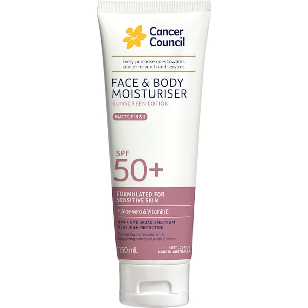Cancer Council SPF 50+ Face & Body Moisturiser Sunscreen 150mL
