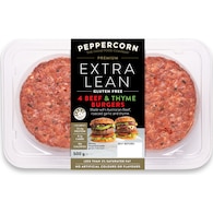 Peppercorn 4 Pack Extra Lean Beef & Thyme Burgers