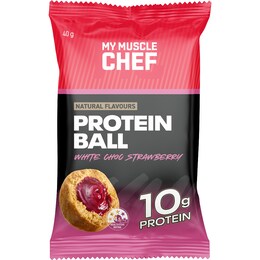 My Muscle Chef Protein Ball White Choc & Strawberry 40g – Woolworths