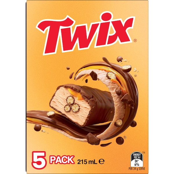 Twix Frozen Dessert Bar 215mL 5 pack