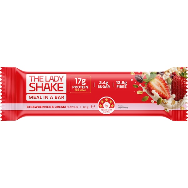 The Lady Shake Meal In A Bar Strawberries & Cream 60g