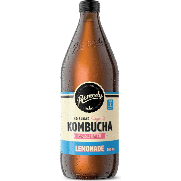 Remedy Organic Kombucha Lemonade No Sugar 750mL