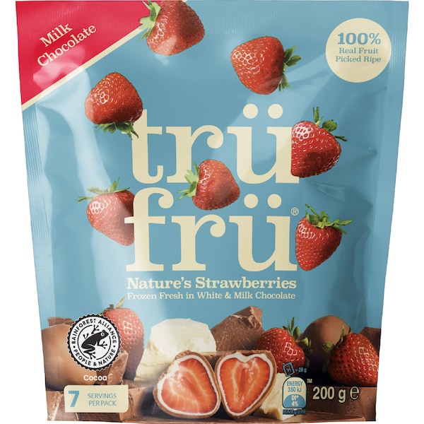 Tru Fru Frozen Strawberries Milk & White Chocolate 200g