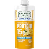 Farmers Union Greek Style High Protein Yoghurt Pouch Tropical