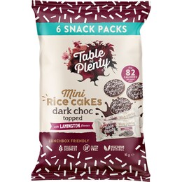 Table of Plenty Mini Rice Cakes Dark Choc Lamington Snack 96g 6 pack – Woolworths