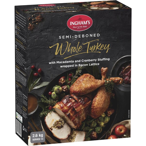 Ingham's Semi-Deboned Whole Turkey With Macadamia & Cranberry 2.6kg