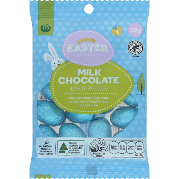 Woolworths Solid Milk Chocolate Easter Eggs 150g