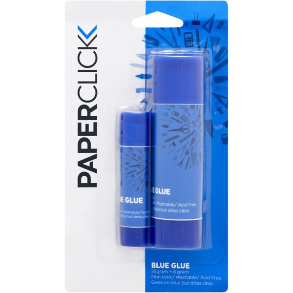 Paperclick Glue Stick Blue 2 Pack