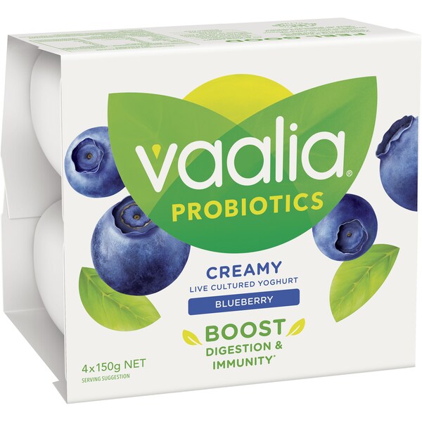 Vaalia Probiotic Blueberry Yoghurt 150g x4 Pack