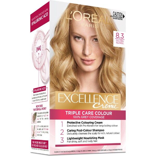 L'Oreal Excellence Creme Hair Colour 8.3 Golden Blonde each