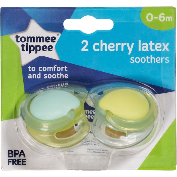 Tommee Tippee Decorated Cherry Latex Soothers 0 To 6 Months 2 Pack