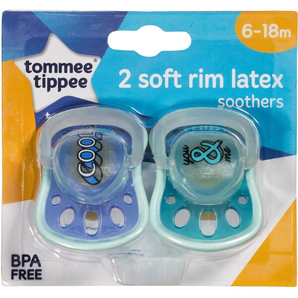 Tommee Tippee Soft Rim Orthodontic Latex Soother 6 To 18 Months 2 Pack