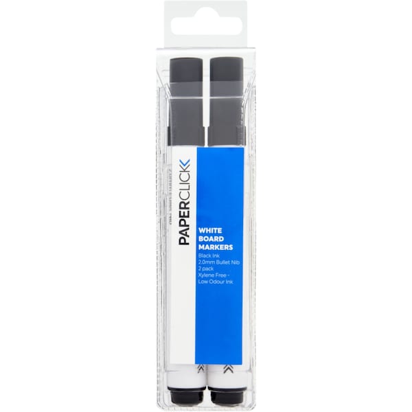 Paperclick Whiteboard Markers Black 2 pack
