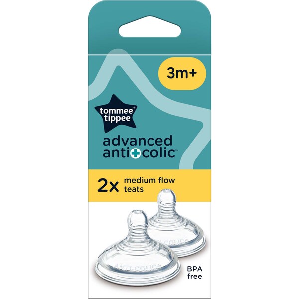 Tommee Tippee Advanced Anti-Colic Medium Flow Teats 3m+ 2 pack