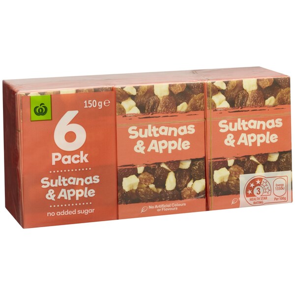 Woolworths Sultanas & Apple Mix 25g x 6 pack
