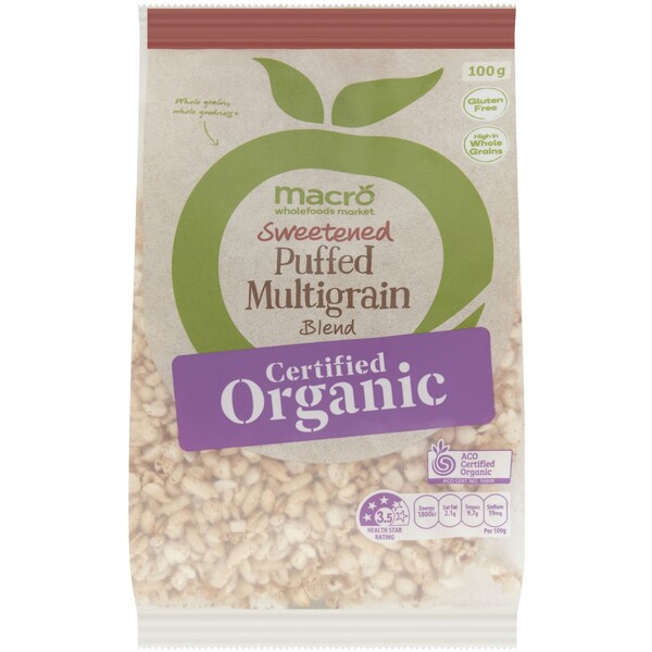 Macro Organic Sweetened Puffed Multigrain Blend 100g