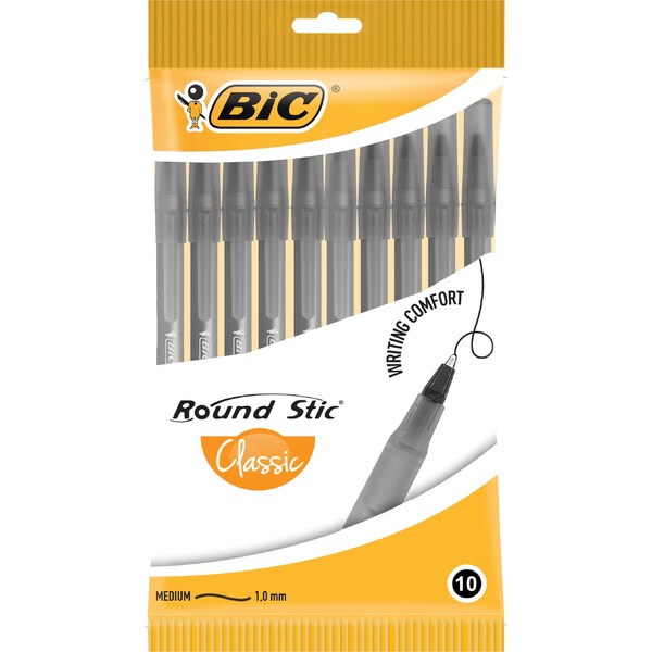 BIC Round Stic Ballpoint Pen Black 10 pack