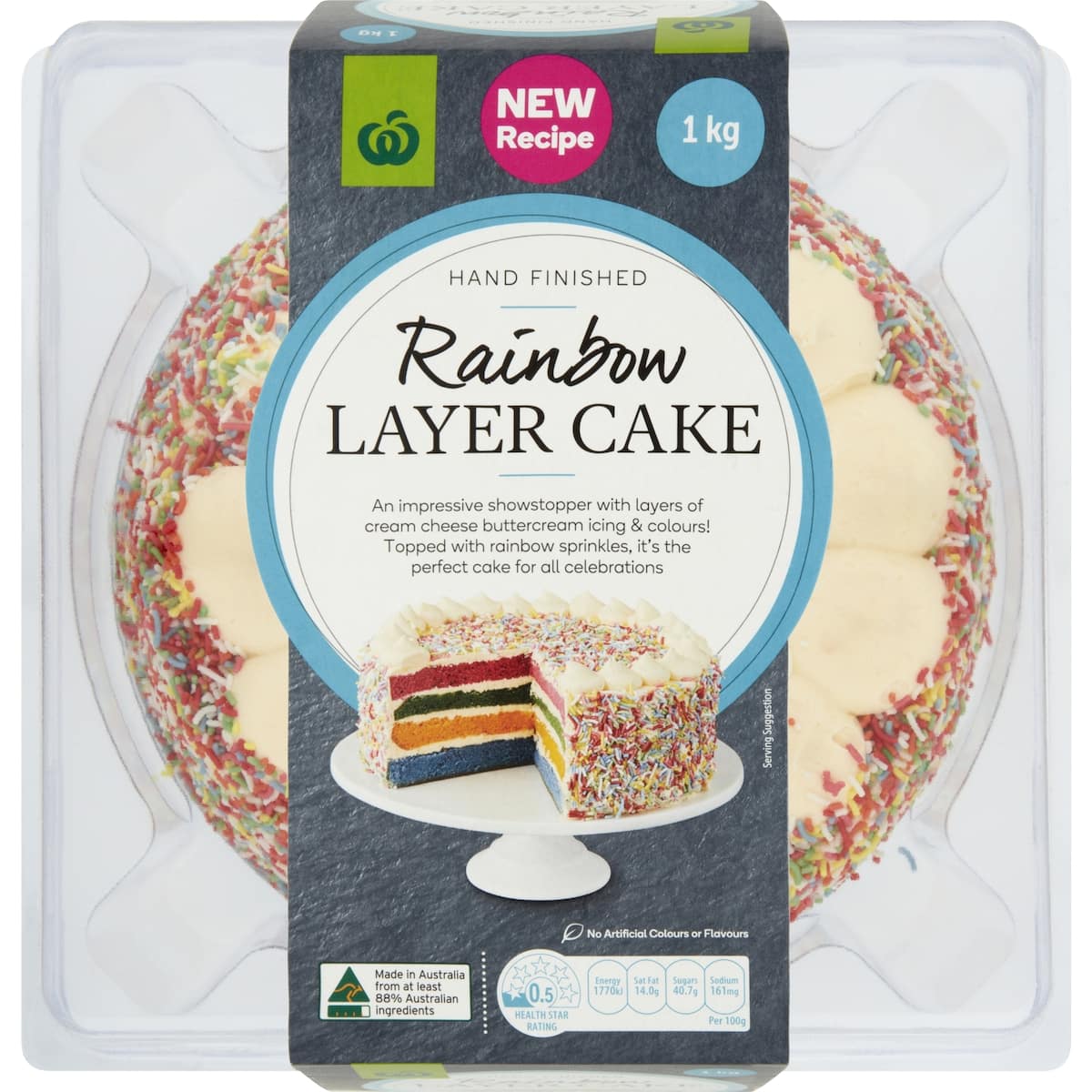 Woolworths Rainbow Layer Cake 1kg bunch