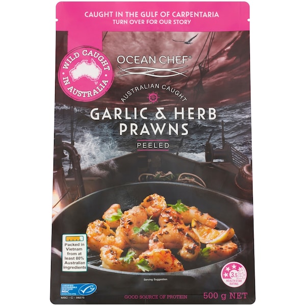 Ocean Chef Garlic & Herb Prawns Peeled 500g