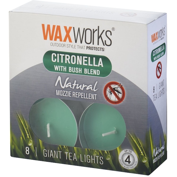Waxworks Bush Blend Citronella Tea Light Candle 8 Pack