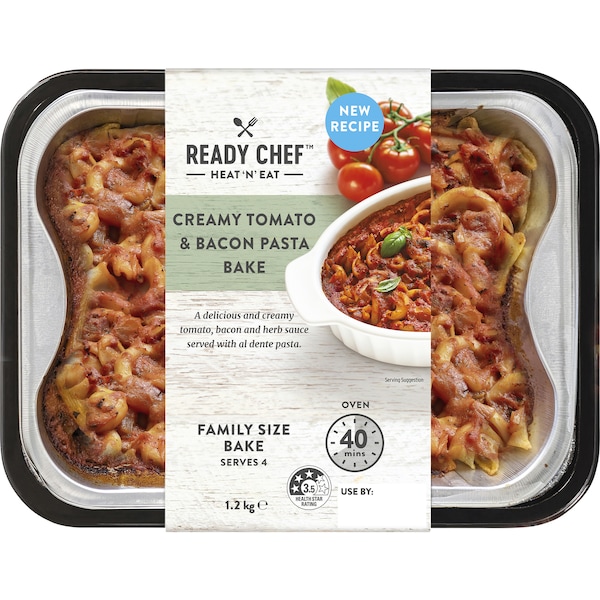 Ready Chef Creamy Tomato & Bacon Pasta Bake Family Size 1.2kg