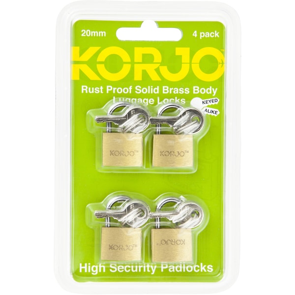 Korjo Luggage Lock With Key 20mm 4 Pack