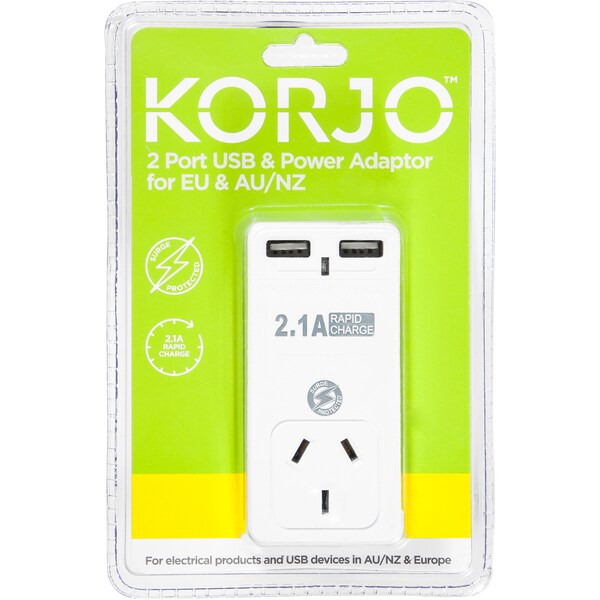 Korjo Usb & Power Adaptor Eu & Au/Nz Each
