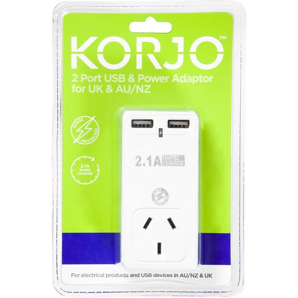 Korjo Usb & Power Adaptor Uk & Au/Nz Each