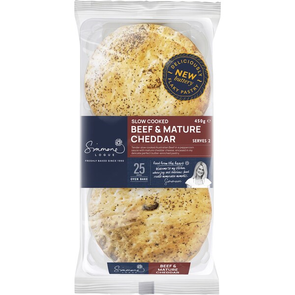 Simmone Logue Pies Beef & Mature Cheddar 2 pack