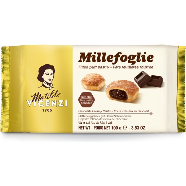 Vicenzi Millefogie Filled Puff Pastry Creamy Chocolate 100g