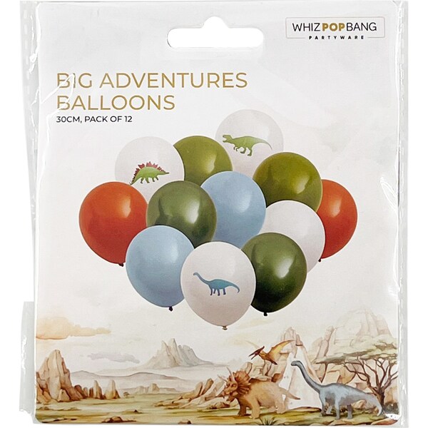 Whiz Pop Bang Big Adventures Balloons Assorted 12 pack