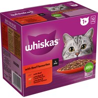 Whiskas Adult 1 + Years Wet Cat Food Beef Favourites In Jelly