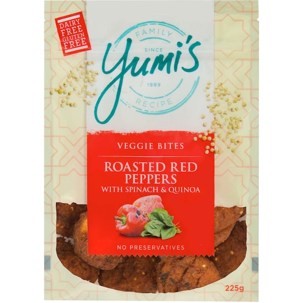 Yumi's Delights Vegetable Tomato, Roasted Peppers & Quinoa Falafel Bites 225g
