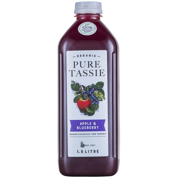 Pure Tassie Organic Apple & Blueberry Fresh Juice 1.5l