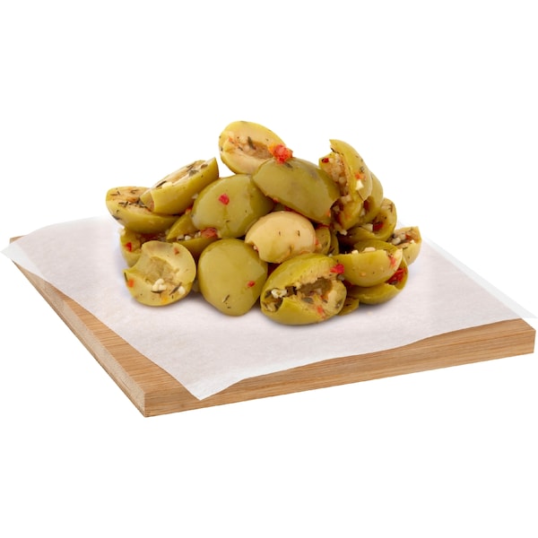 Woolworths Green Olive Half Marinated From The Deli per 100g