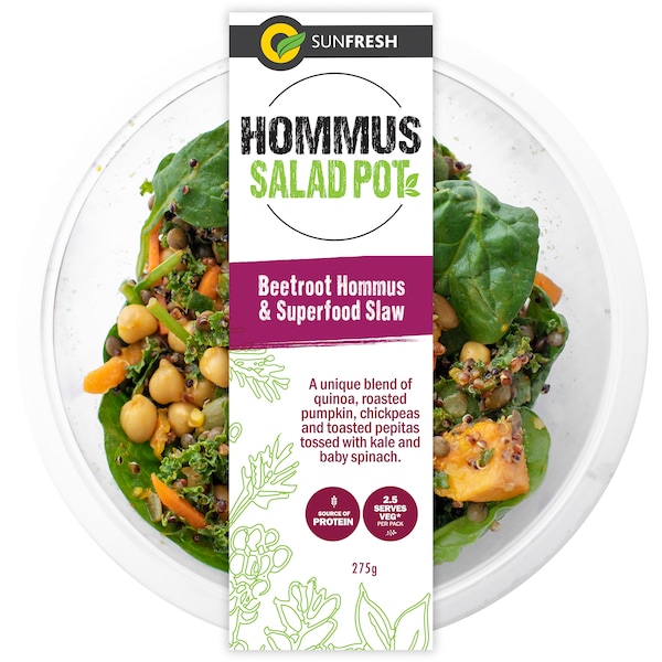 Sunfresh Salad Pot Beetroot Hommus & Superfood Slaw 275g