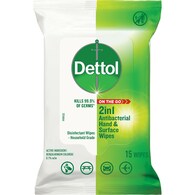 Dettol 2 In 1 H&s & Surfaces Antibacterial Wipes