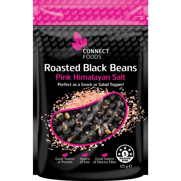 Connect Foods Roast Black Beans Pink Himalayan Salt 125g