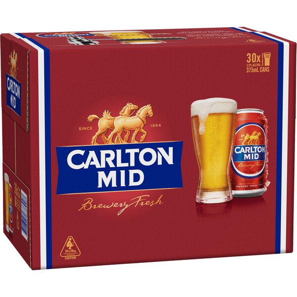 Carlton Mid Strength Lager Cans 375mL x 30 case