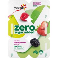 Yoplait Zero Added Sugar Berry Harvest Yoghurt Punnets