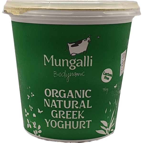 Mungalli Biodynamic Lactose Free Natural Greek Yoghurt 750g