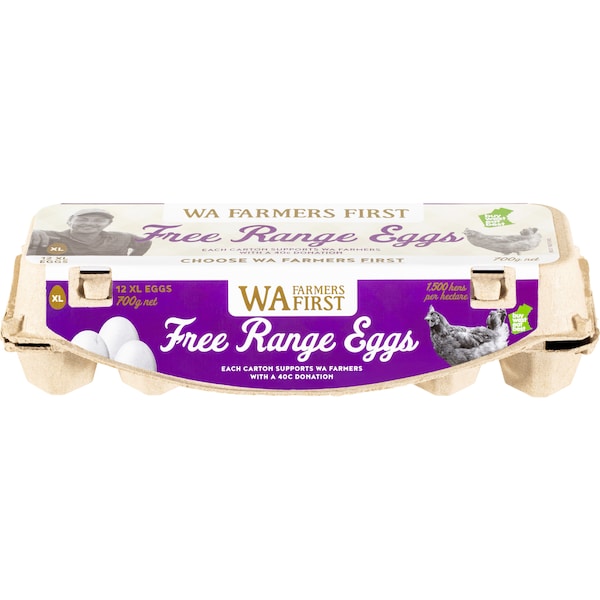 WA Farmers First 12 Extra Large Free Range Eggs 700g