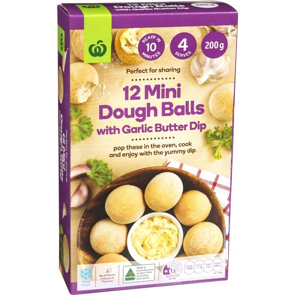 Woolworths Mini Dough Balls With Garlic Butter Dip 200g