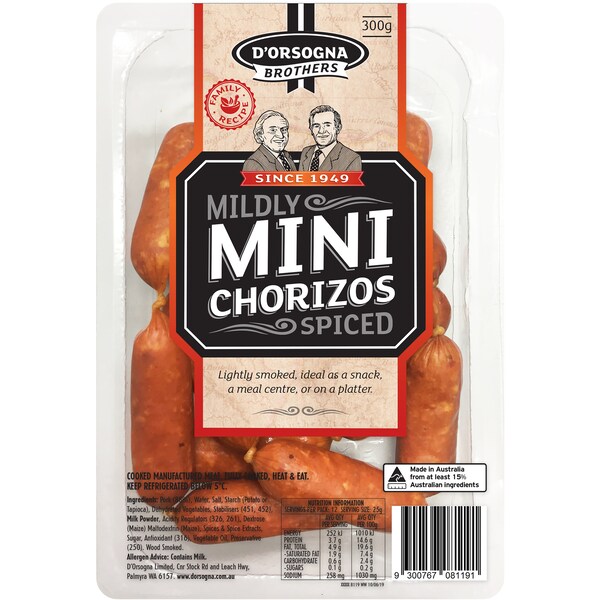 D'Orsogna Brothers Mini Chorizo Mildly Spiced 300g
