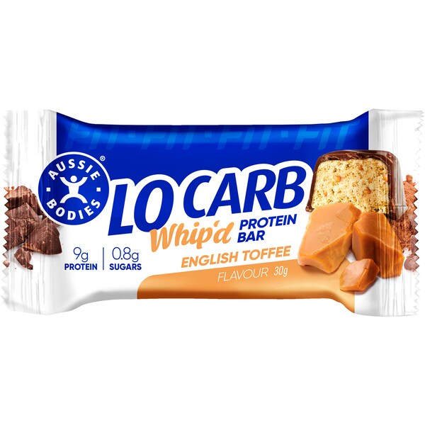 Aussie Bodies Lo Carb Protein Bar Whip'd English Toffee 30g