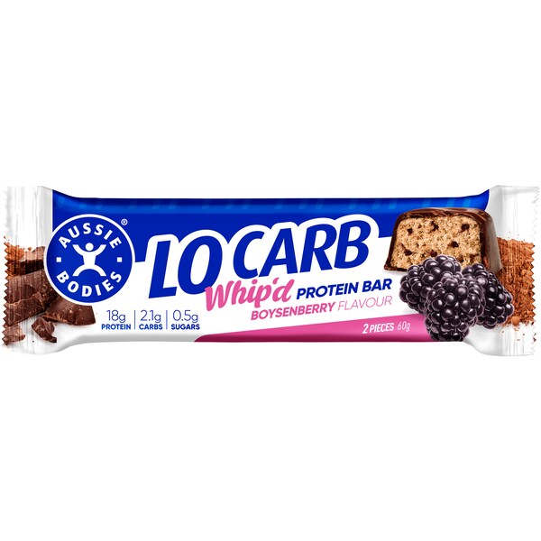 Aussie Bodies Lo Carb Protein Bar Whip'D Boysenberry Ripple 30g x 2 pack