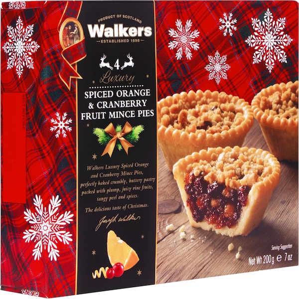 Walkers Spiced Orange & Cranberry Fruit Mince Pies 200g