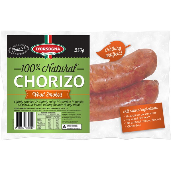 D'Orsogna 100% Natural Chorizo 250g