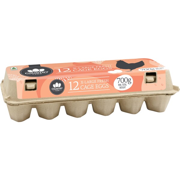 Country Farm 12 Extra Large Caged Eggs 700g